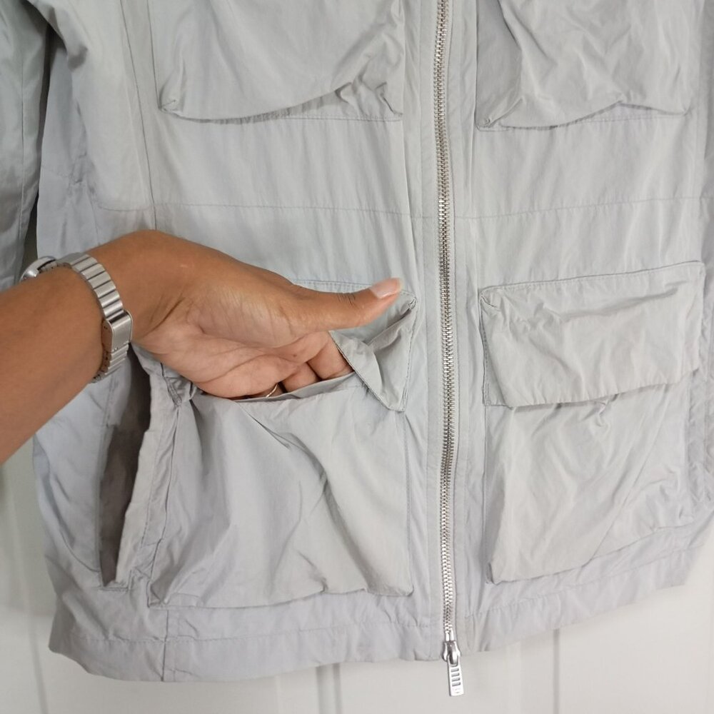 Calvin Klein Mens Light Gray Utility Jacket Multiple Pockets & Zipper Front Size - Picture 6 of 14